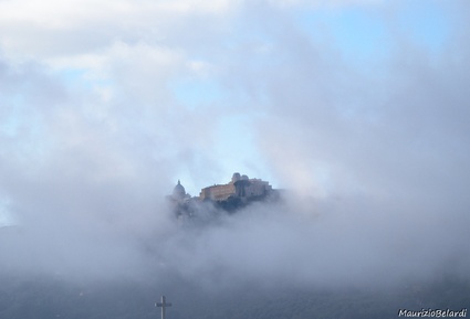 castello, palazzo, torri, nebbia, nuvole, osservatorio, castel gandolfo