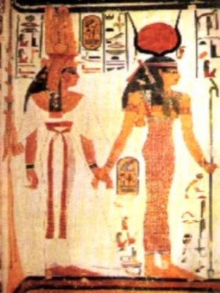 coppia, egizia, tomba, geroglifici, profilo