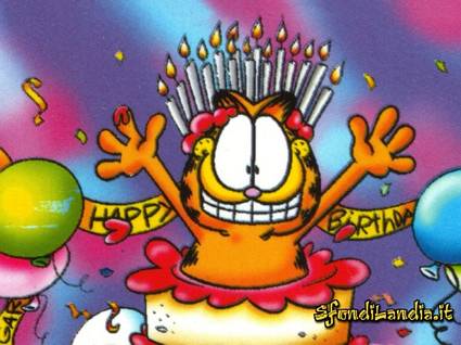 garfield, cartoline compleanno, sorpresa, candeline, auguri, festa, regali, amici