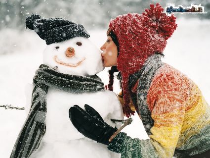 amore, bacio, neve, divertimento, allegria, freddo