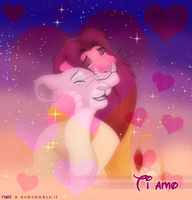 cartoline ti amo, amore mio, abbraccio romantico, dolcezza, felini, disney