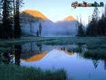 cartoline laghi, montagna, riflesso, nebbia, alba, tramonto, sole e monti