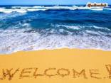 vacanza, benvenuto, accogliere, spiaggia, scritta, alto, eccomi